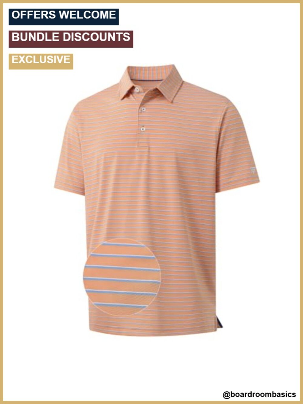 Men's Striped Golf Polo Shirt Performance Moisture Wicking Quick Dry Stretch
